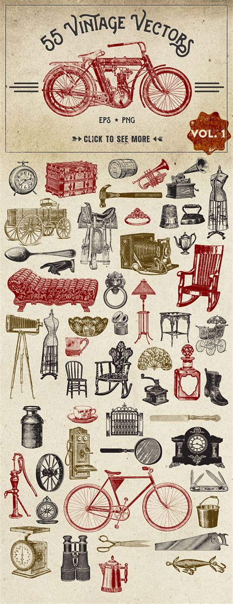 55 Vintage Vector Graphics ~ Objects On Creative Market