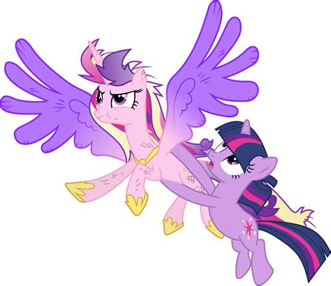 Princess Cadance And Twilight Sparkle Flying By 90sigma On Deviantart
