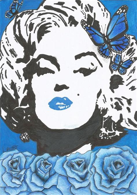 Blue Marilyn Drawing By Loren Hill