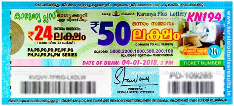 The kerala lottery results are also be published in the kerala government gazette. Kerala Lottery Result; 04-01-2018 "Karunya Plus Lottery ...