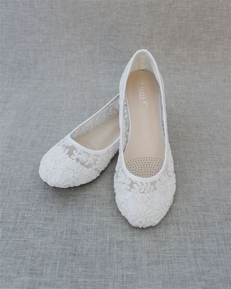 White Crochet Lace Ballet Flats Lace Ballet Flats Bride Shoes