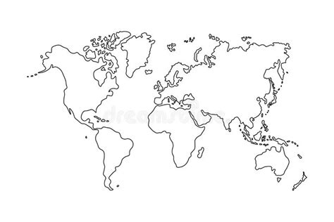 El Mapa Del Mundo Del Contorno Negro Curva El Ejemplo Stock De