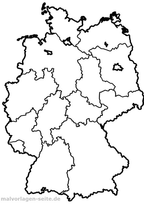 Noch anspruchsvoller ist die einordnung auf einer unbeschrifteten deutschlandkarte, in der nur die grenzen vorgegeben sind. Landkarte Deutschland - Kostenlose Ausmalbilder ...