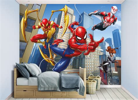 8ft X 10ft Spider Man And Team Bedroom Wallpaper Mural Walltastic