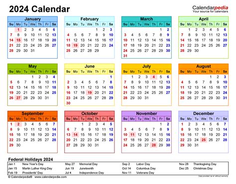 2024 Yearly Calendar In Excel Pdf And Word 2024 Calendar Free
