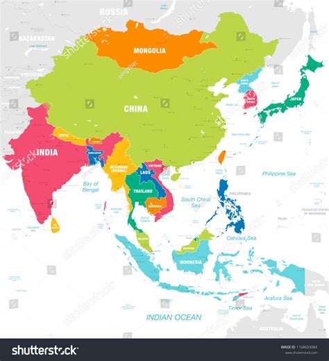 Asia Map With Country Names And Capitals Map Of The World