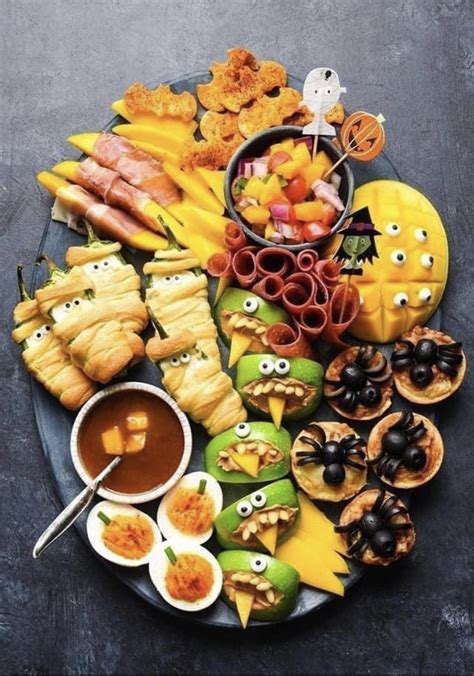 An Assortment Of Halloween Treats On A Platter With Text That Reads This Is Not A Trick Healthy