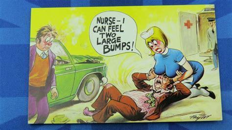 Saucy Bamforth Comic Postcard 1970s Big Boobs Nurse Red Cross Ambulance Theme Ebay