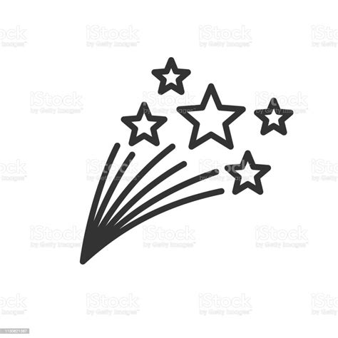 Shooting Stars Thin Line Illustration Isolated On White Background