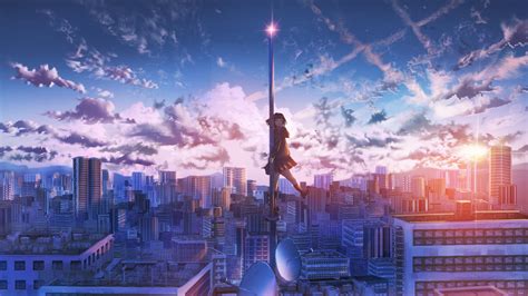 2560x1440 Anime Girl City Building Height 4k 1440p Resolution Hd 4k