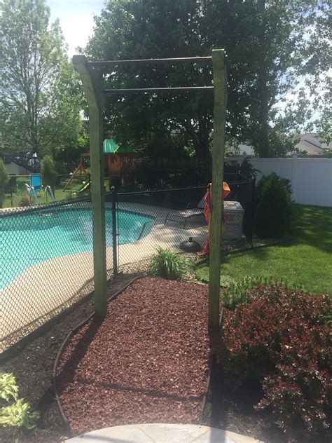It doesn't matter if you can do 1 or 100. Homemade pull up bar with rubber mulch pathway (With ...
