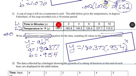 Exponential Regression Work With Tables Youtube