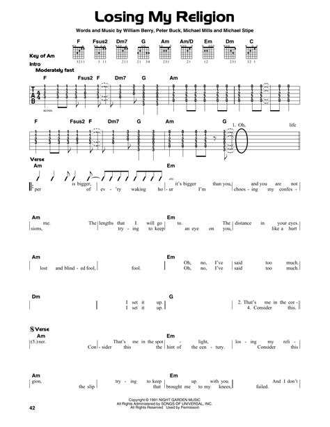 Losing My Religion by R.E.M. - Guitar Lead Sheet - Guitar Instructor