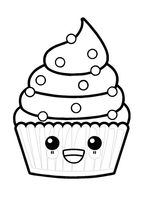 Kawaii Delicious Cupcake Coloring Page Cupcake Coloring Pages Kids