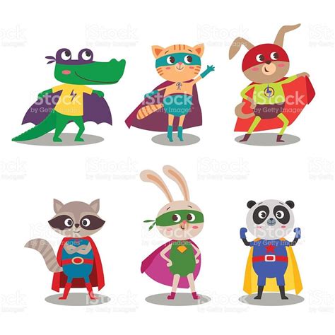 Superhero Animal Kids Cartoon Vector Illustration Little Cat Dog