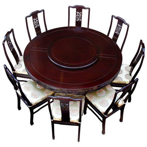 60in Rosewood Dragon Round Dining Table With 8 Chairs This Exquisite