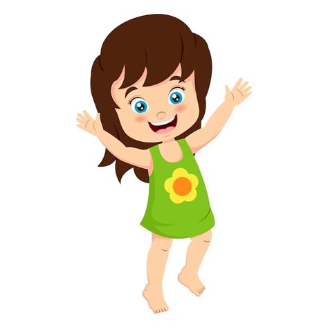 Premium Vector Cartoon Happy Little Girl Waving Hand