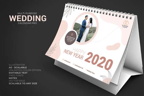 2020 Wedding Calendar Desk Pro Design Template Place