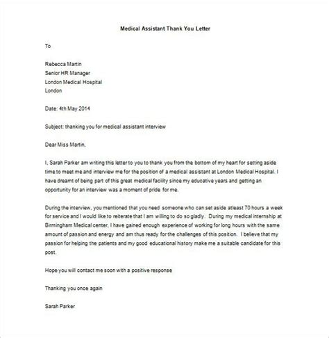 Professional cover letter for medical assistant sample pdf free download. Medical Assistant Thank You Letter After Interview Samples ...
