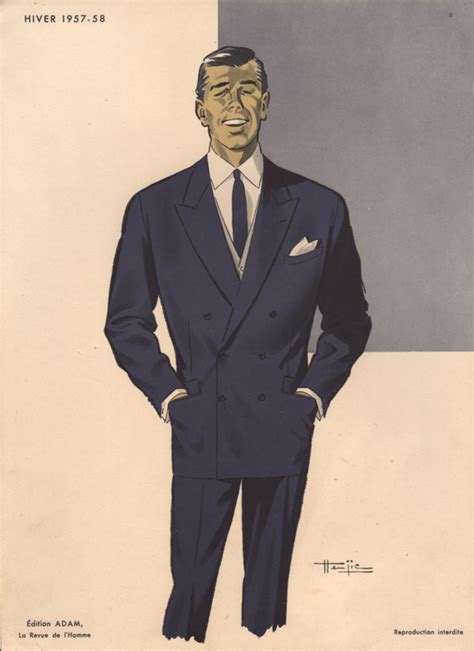 Vintage Fashion Print Man In Suit 1957