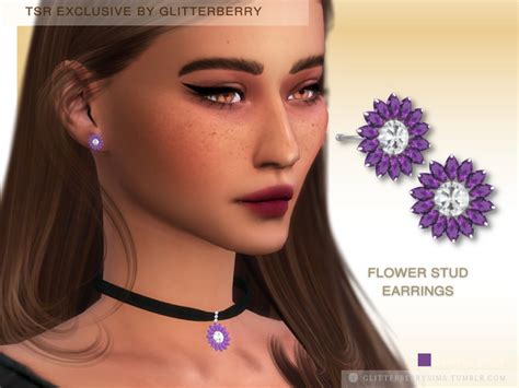 The Sims Resource Flower Stud Earrings