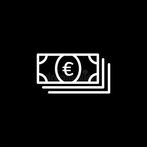 Money Line Icon On Black Background Black Flat Style Vector