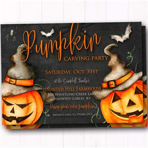 Halloween Pumpkin Carving Party Invitations Rustic