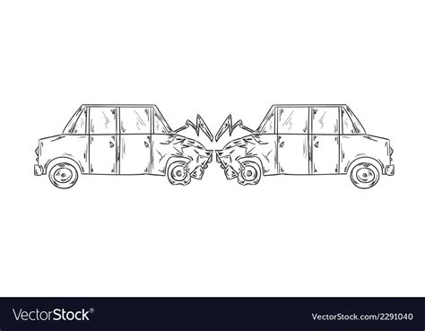 Accident Two Cars Sketch Royalty Free Vector Image