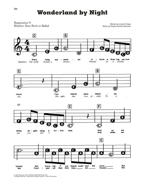 bert kaempfert wonderland by night sheet music pdf notes chords pop score piano vocal