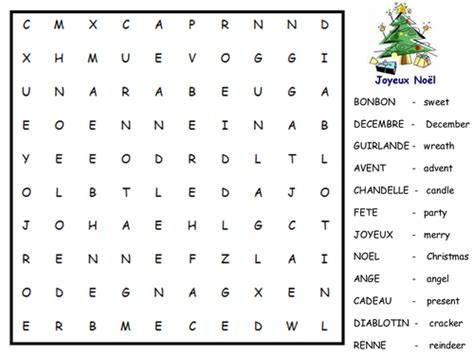 French Nativity And Christmas Wordsearches By Elenina Teaching