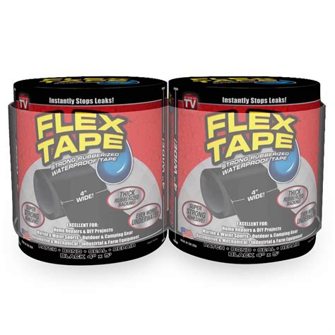 Flex Tape Rubberized Waterproof Tape 4 Inches X 5 Feet Black 2 Pack