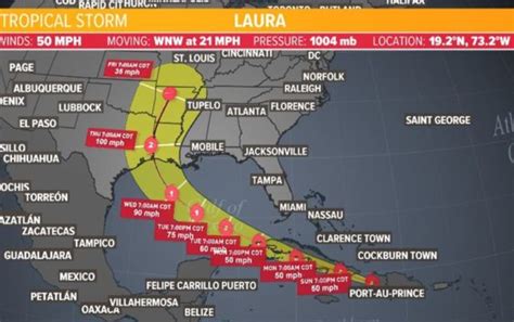 Tropical Storm Lauras Track Shifts More To The West While Marco Takes