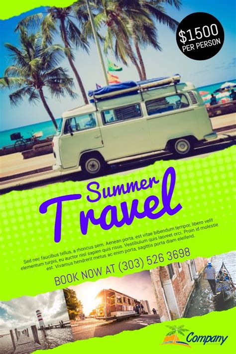 Travel Agency Ad Flyer Poster Social Media Custom Template Bus Travel