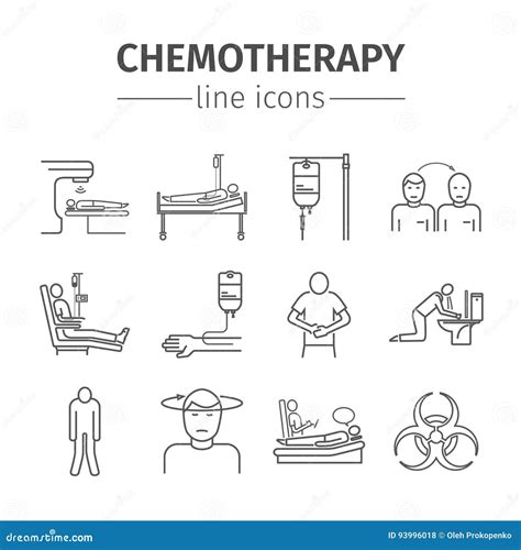 Chemotherapy Line Icons Set Stock Vector Illustration Of Patient