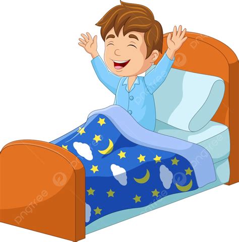 Cartoon Little Boy Wake Up Mascot Child Rest Png And Vector With