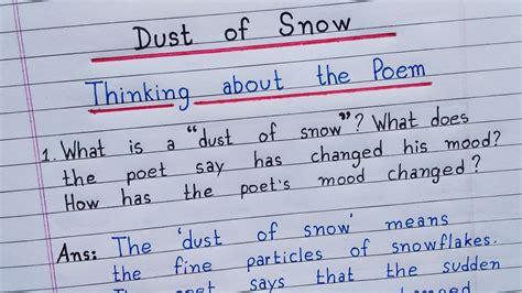 Dust Of Snow Question And Answers Thinking About The Poem Youtube