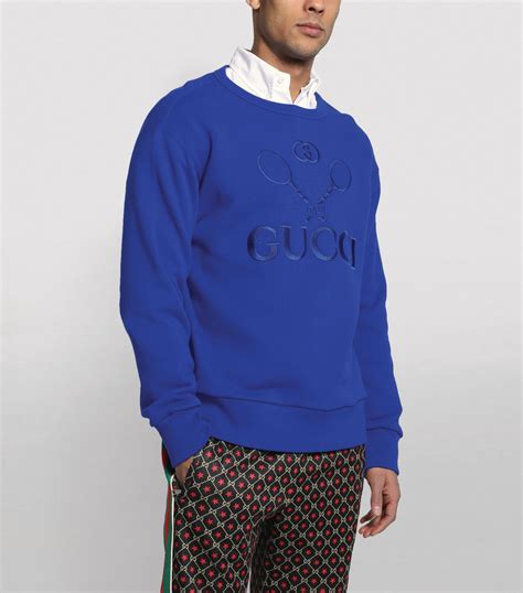 Gucci Blue Tennis Logo Sweatshirt Harrods Uk