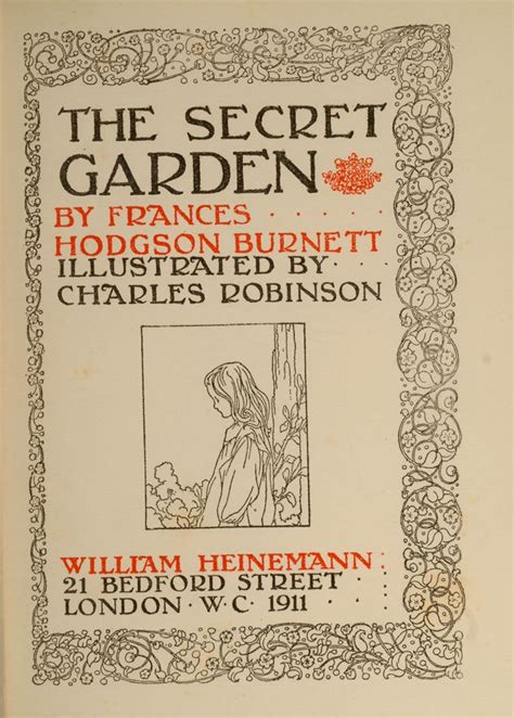 The Secret Garden By Frances Hodgson Burnett Illustrated By Charles Robinson William