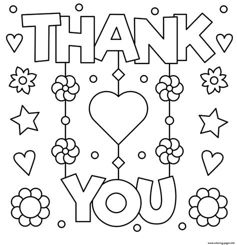 Thank You Coloring Pages With Flowers