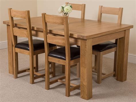 Seattle Extending Oak Dining Table With 4 Brown Lincoln Dining Chairs