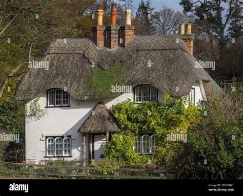 Front Of Beehive Cottage With Wisteria English 18th Century Thatched