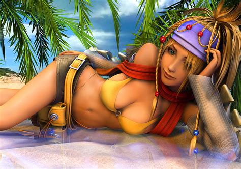 Hd Wallpaper Anime Bikini Cgi Fantasy Final Fantasy Rikku Sexy Video Game Wallpaper Flare