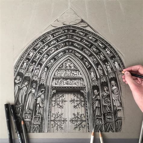 Meticulously Detailed Architecture Drawings Celebrate Gothic Features