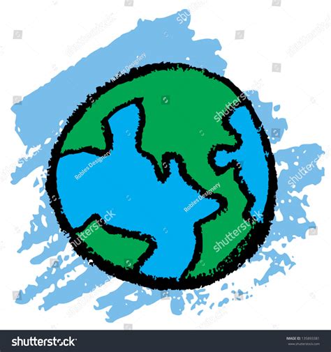 Crayon Kids Drawing Earth Stock Vector 135893381 Shutterstock