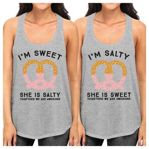 Sweet And Salty Bff Matching Grey Tank Tops 365 In Love Bff