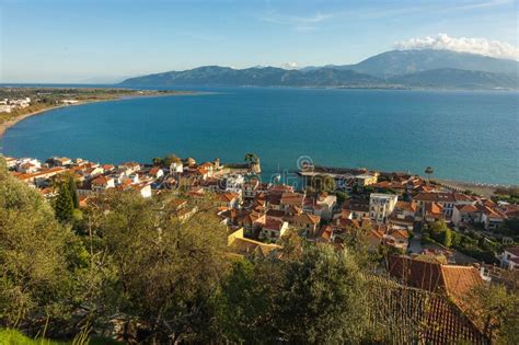 Picturesque Cityscape With The Sea In Nafpaktos In Greece Stock Image