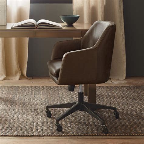 Helvetica Leather Office Chair West Elm Uk