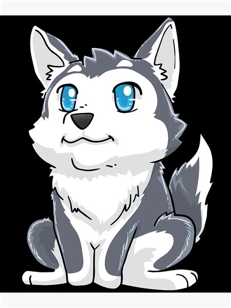 Siberian Husky Dog Kawaii Anime Cute Poster By Mealla Redbubble