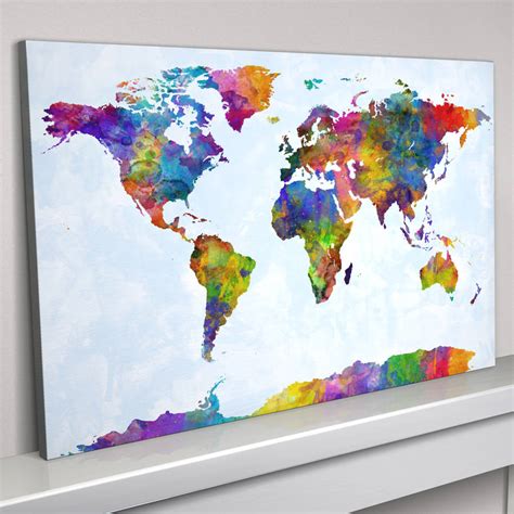 World Map Painting Art Print Blue By Artpause