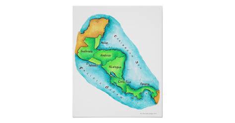 Map Of Central America Poster Zazzle